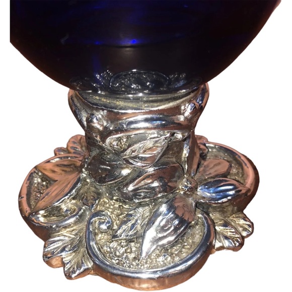 Beautiful Large Italian Glass Compote Floral Design Bowl With Silver Ped… - Picture 7 of 12